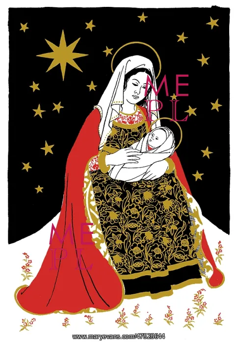  : Madonna and Child ? in black, red and gold