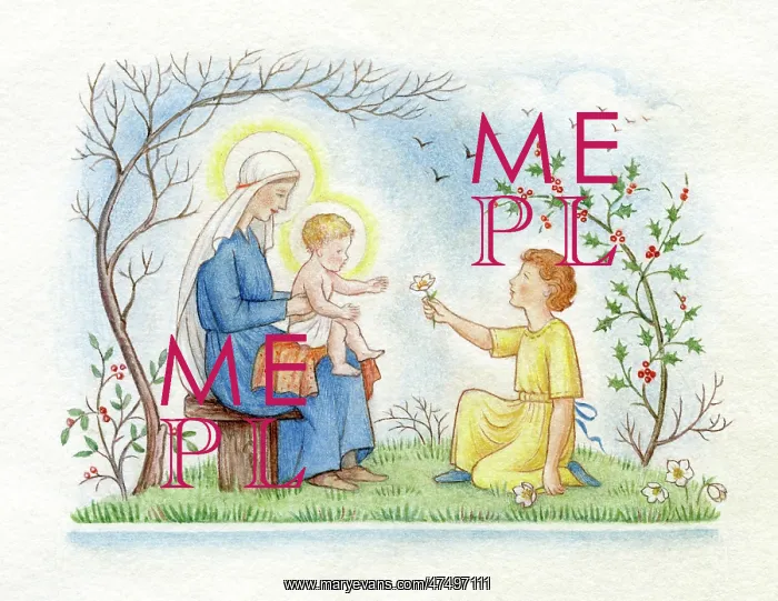  : Madonna and Child being offered a flower