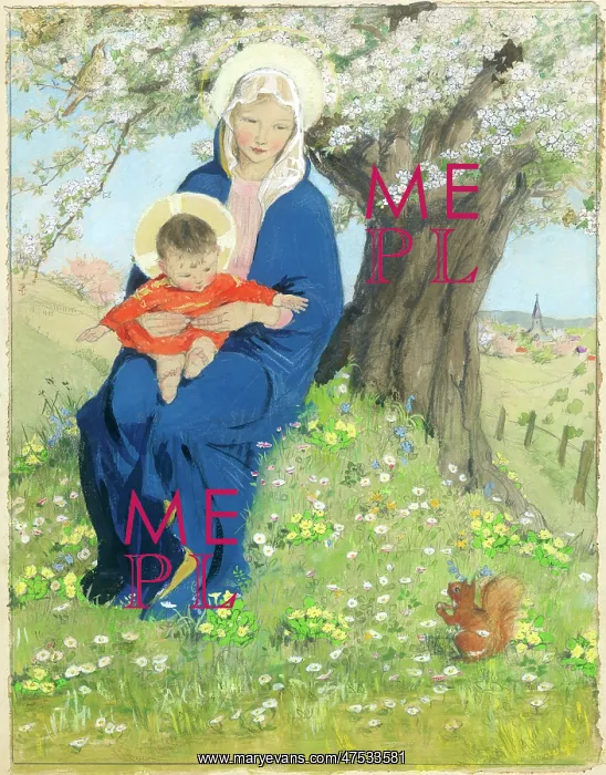 : Madonna and Infant Jesus under tree : Madonna and Infant Jesus under tree