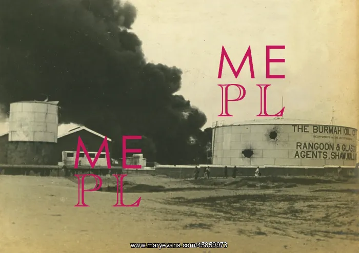 : Madras fuel tanks on fire, WWI : Madras fuel tanks on fire, WWI