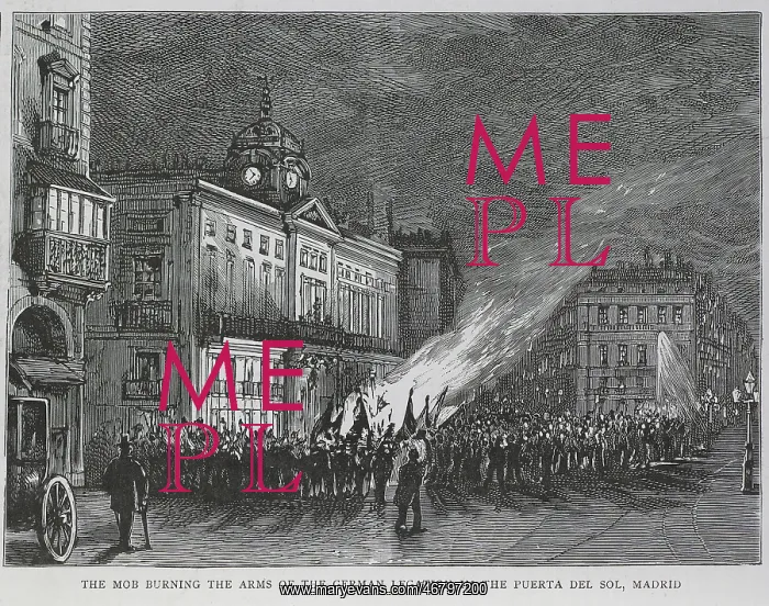 : Madrid Mob burns Arms of German Legation : Madrid Mob burns Arms of German Legation