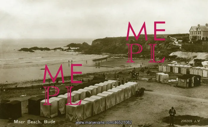  : Maer Beach with Bathing Huts, Bude, Cornwall