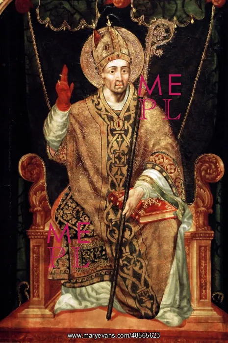 : Maestro del Rosario. Bishop enthroned. First half of XVI cen : Maestro del Rosario. Bishop enthroned. First half of XVI cen