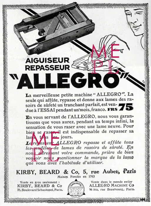 : Magazine Advertisement for Allegro razor sharpener : Magazine Advertisement for Allegro razor sharpener