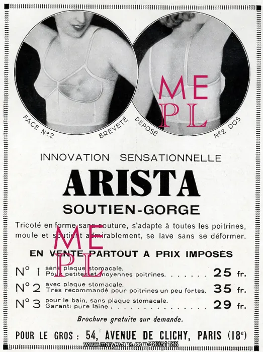 : Magazine Advertisement for Arista bras : Magazine Advertisement for Arista bras