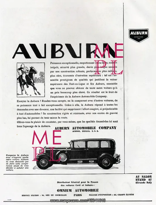 : Magazine Advertisement for Auburn cars : Magazine Advertisement for Auburn cars
