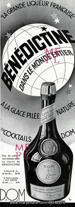 : Magazine Advertisement for Benedictine liqueur : Magazine Advertisement for Benedictine liqueur