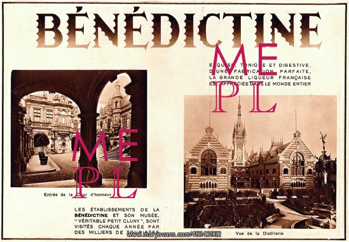 : Magazine Advertisement for Benedictine liqueur : Magazine Advertisement for Benedictine liqueur