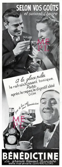 : Magazine Advertisement for Benedictine liqueur : Magazine Advertisement for Benedictine liqueur