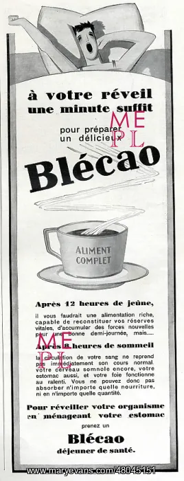 : Magazine Advertisement for Blecao morning drink : Magazine Advertisement for Blecao morning drink