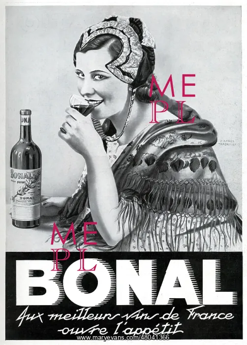 : Magazine Advertisement for Bonal aperitif wines : Magazine Advertisement for Bonal aperitif wines
