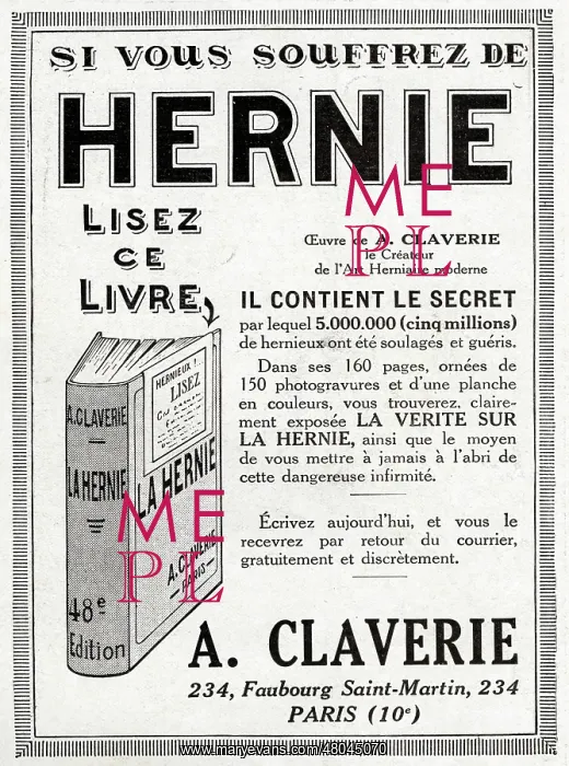 : Magazine Advertisement for a book on Hernia : Magazine Advertisement for a book on Hernia