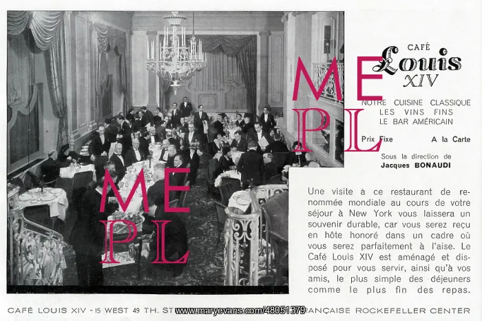: Magazine Advertisement for Cafe Louis XIV : Magazine Advertisement for Cafe Louis XIV