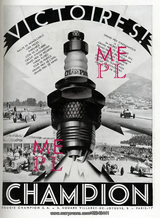 : Magazine Advertisement for Champion spark plug : Magazine Advertisement for Champion spark plug