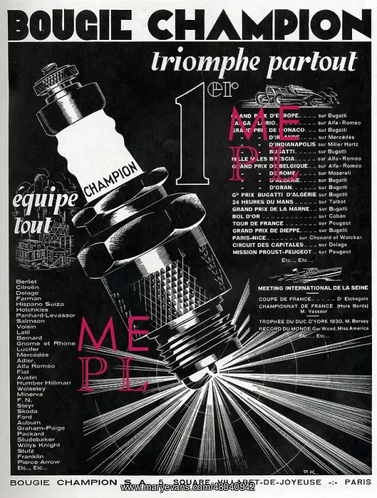 : Magazine Advertisement for Champion spark plug : Magazine Advertisement for Champion spark plug