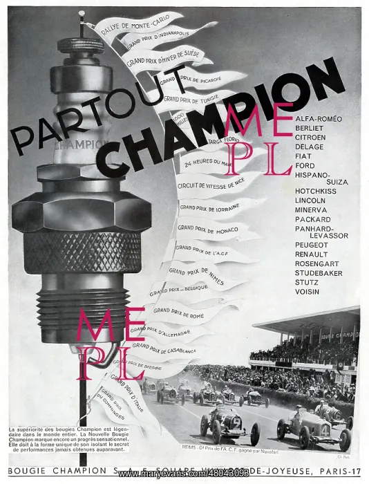 : Magazine Advertisement for Champion spark plugs : Magazine Advertisement for Champion spark plugs