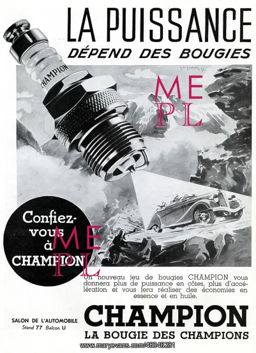 : Magazine Advertisement for Champion spark plugs : Magazine Advertisement for Champion spark plugs