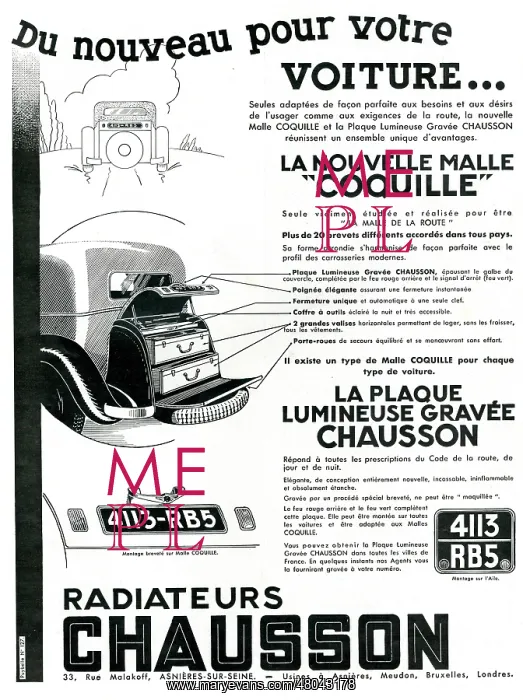 : Magazine Advertisement for Chausson car products