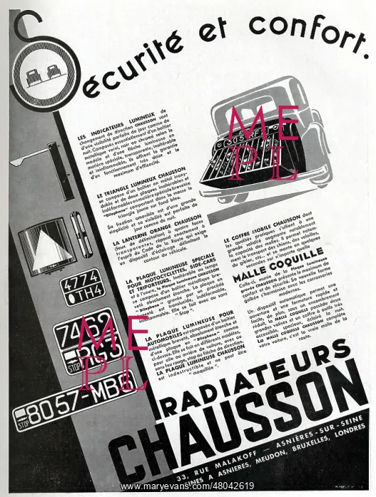 : Magazine Advertisement for Chausson car radiators : Magazine Advertisement for Chausson car radiators