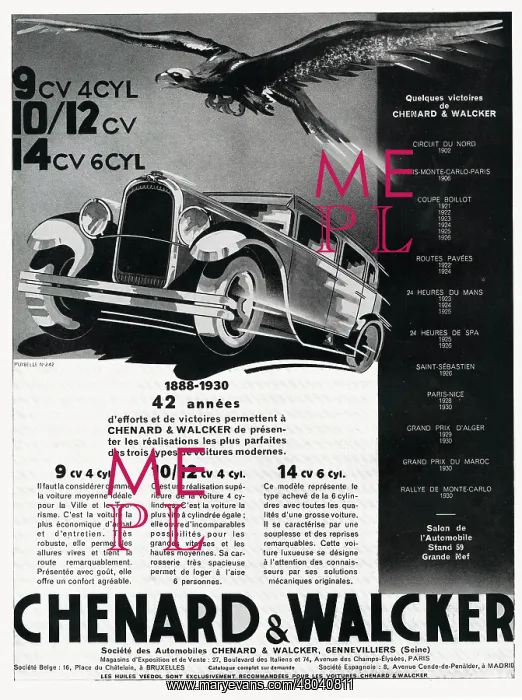  : Magazine Advertisement for Chenard & Walcker cars
