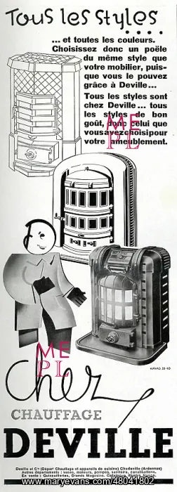 : Magazine Advertisement for Deville heating systems : Magazine Advertisement for Deville heating systems