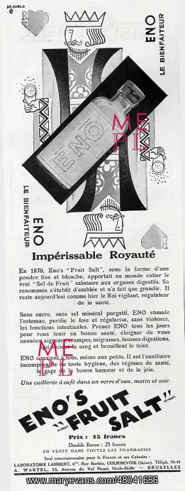 : Magazine Advertisement for Eno's Fruit Salt : Magazine Advertisement for Eno's Fruit Salt
