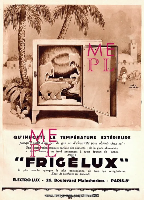 : Magazine Advertisement for Frigelux refrigerators : Magazine Advertisement for Frigelux refrigerators