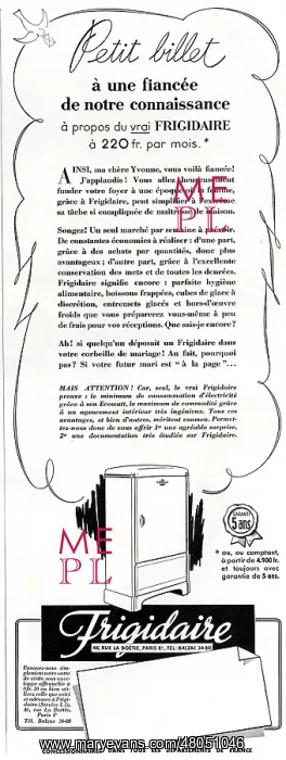 : Magazine Advertisement for Frigidaire refrigerators : Magazine Advertisement for Frigidaire refrigerators