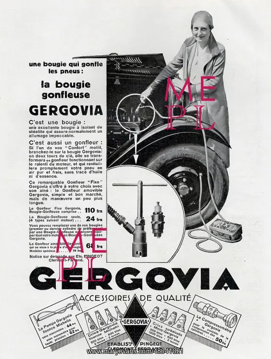 : Magazine Advertisement for Gergovia spark plug : Magazine Advertisement for Gergovia spark plug