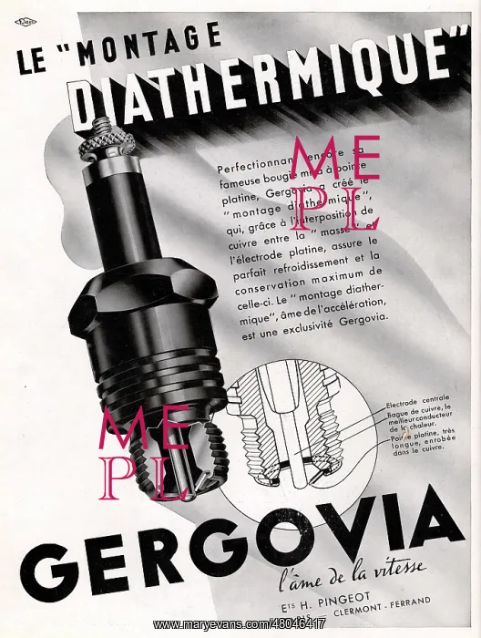 : Magazine Advertisement for Gergovia spark plug : Magazine Advertisement for Gergovia spark plug