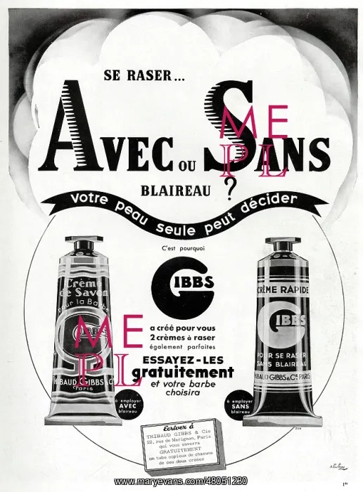 : Magazine Advertisement for Gibbs shaving cream : Magazine Advertisement for Gibbs shaving cream