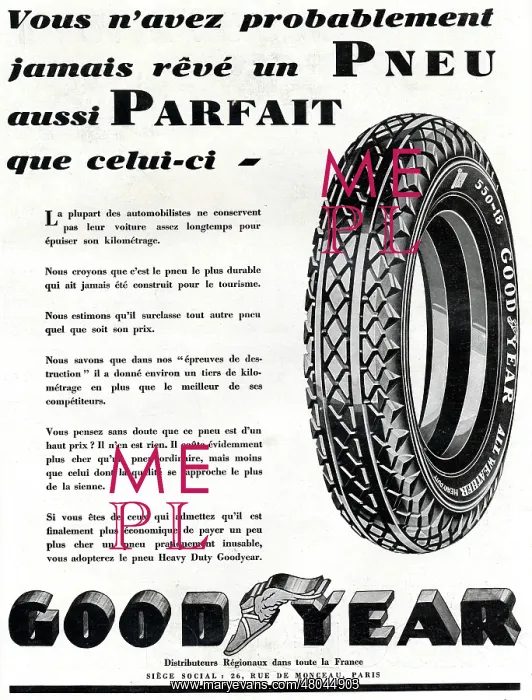 : Magazine Advertisement for Goodyear tyres : Magazine Advertisement for Goodyear tyres
