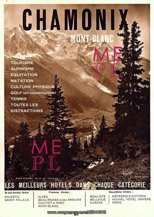 : Magazine Advertisement for holidays in Chamonix : Magazine Advertisement for holidays in Chamonix