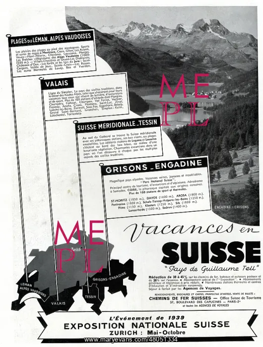  : Magazine Advertisement for holidays in Switzerland
