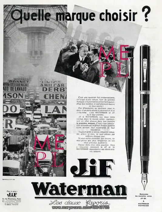 : Magazine Advertisement for JiF and Waterman : Magazine Advertisement for JiF and Waterman