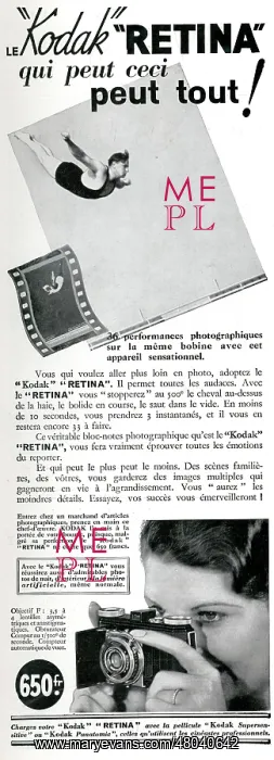 : Magazine Advertisement for Kodak Retina camera : Magazine Advertisement for Kodak Retina camera