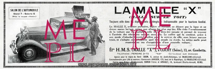 : Magazine Advertisement for La Malle X : Magazine Advertisement for La Malle X