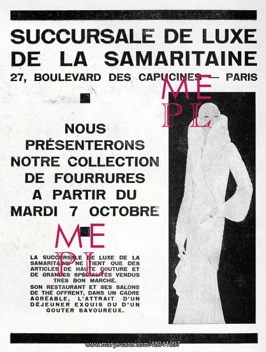 : Magazine Advertisement for La Samaritaine stores : Magazine Advertisement for La Samaritaine stores
