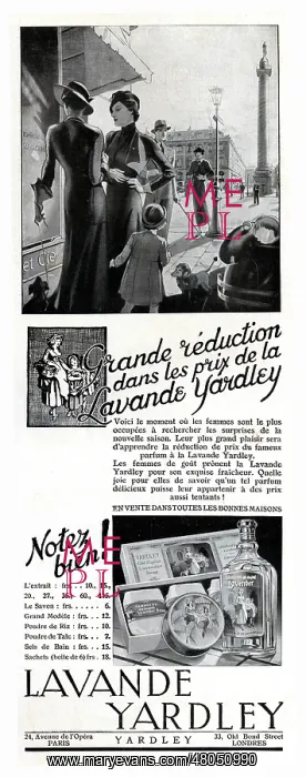 : Magazine Advertisement for Lavande Yardley : Magazine Advertisement for Lavande Yardley