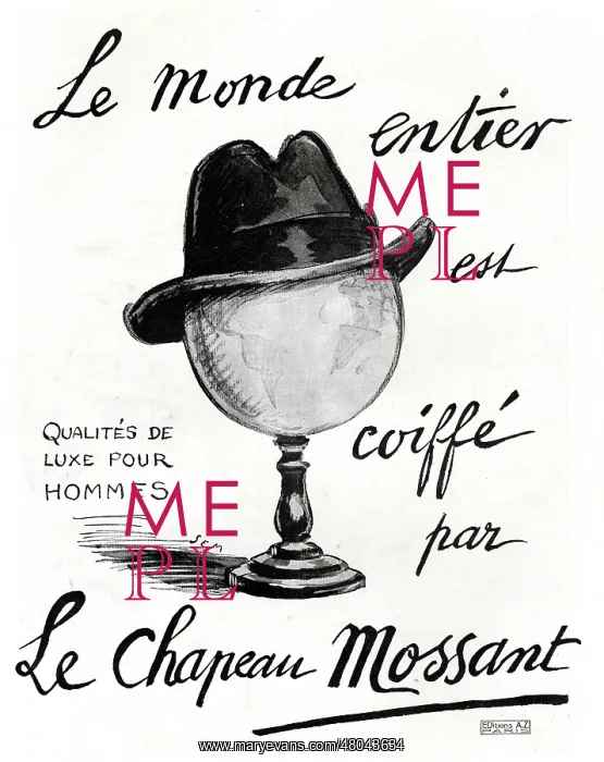 : Magazine Advertisement for Mossant hats : Magazine Advertisement for Mossant hats