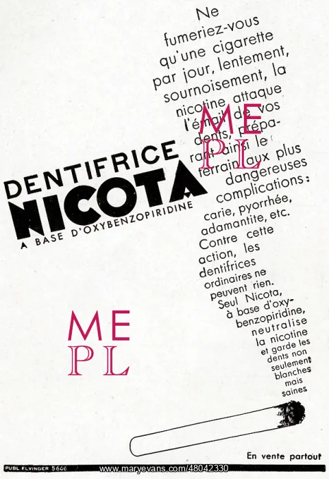 : Magazine Advertisement for Nicota toothpaste : Magazine Advertisement for Nicota toothpaste