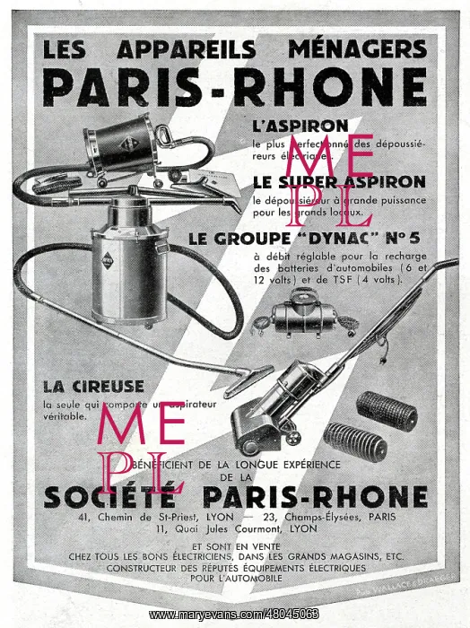 : Magazine Advertisement for Paris-Rhone appliances : Magazine Advertisement for Paris-Rhone appliances