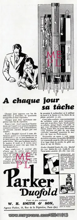 : Magazine Advertisement for Parker Duofold pens : Magazine Advertisement for Parker Duofold pens
