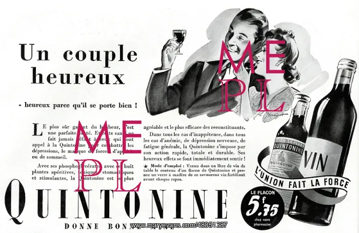 : Magazine Advertisement for Quintonine aperitif : Magazine Advertisement for Quintonine aperitif
