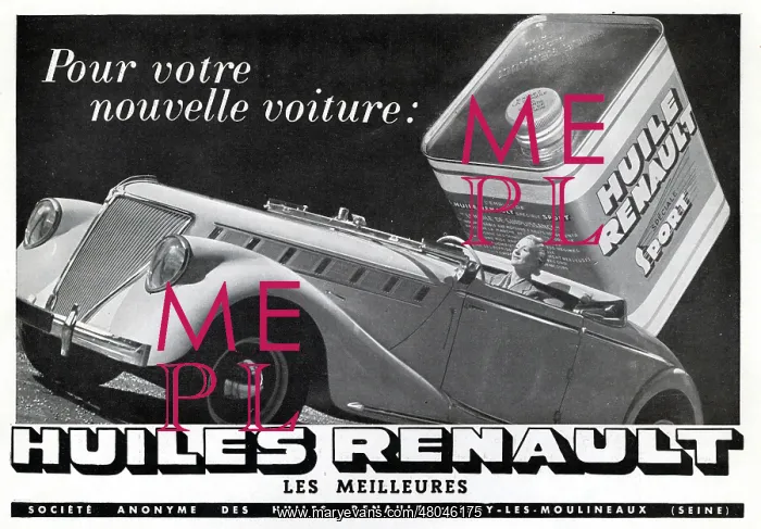 : Magazine Advertisement for Renault car oils : Magazine Advertisement for Renault car oils