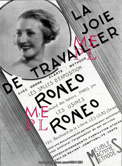 : Magazine Advertisement for Roneo office products : Magazine Advertisement for Roneo office products