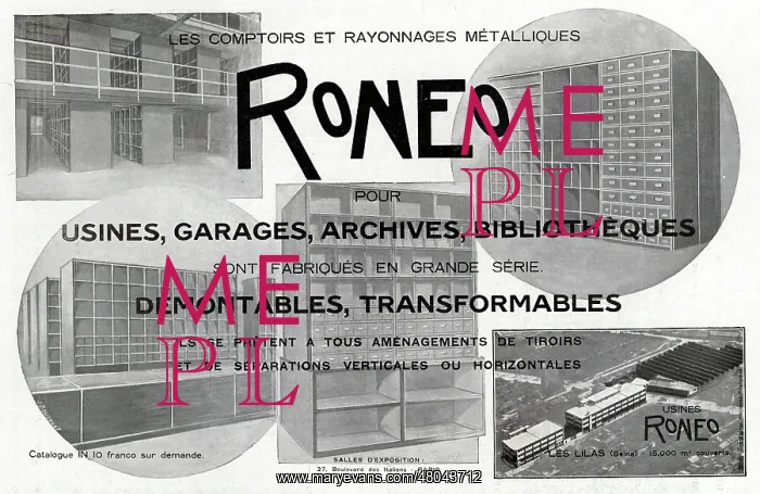 : Magazine Advertisement for Roneo shelving systems : Magazine Advertisement for Roneo shelving systems
