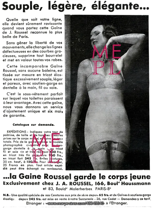 : Magazine Advertisement for the Roussel corset : Magazine Advertisement for the Roussel corset
