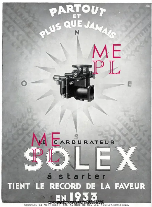 : Magazine Advertisement for the Solex carburettor : Magazine Advertisement for the Solex carburettor