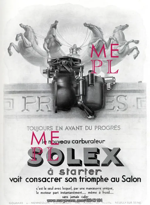 : Magazine Advertisement for Solex carburettor : Magazine Advertisement for Solex carburettor